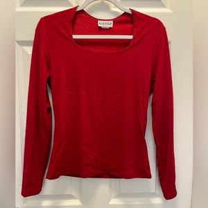 Koji Yohji Red Rectangular Scoop Neck Long Sleeve